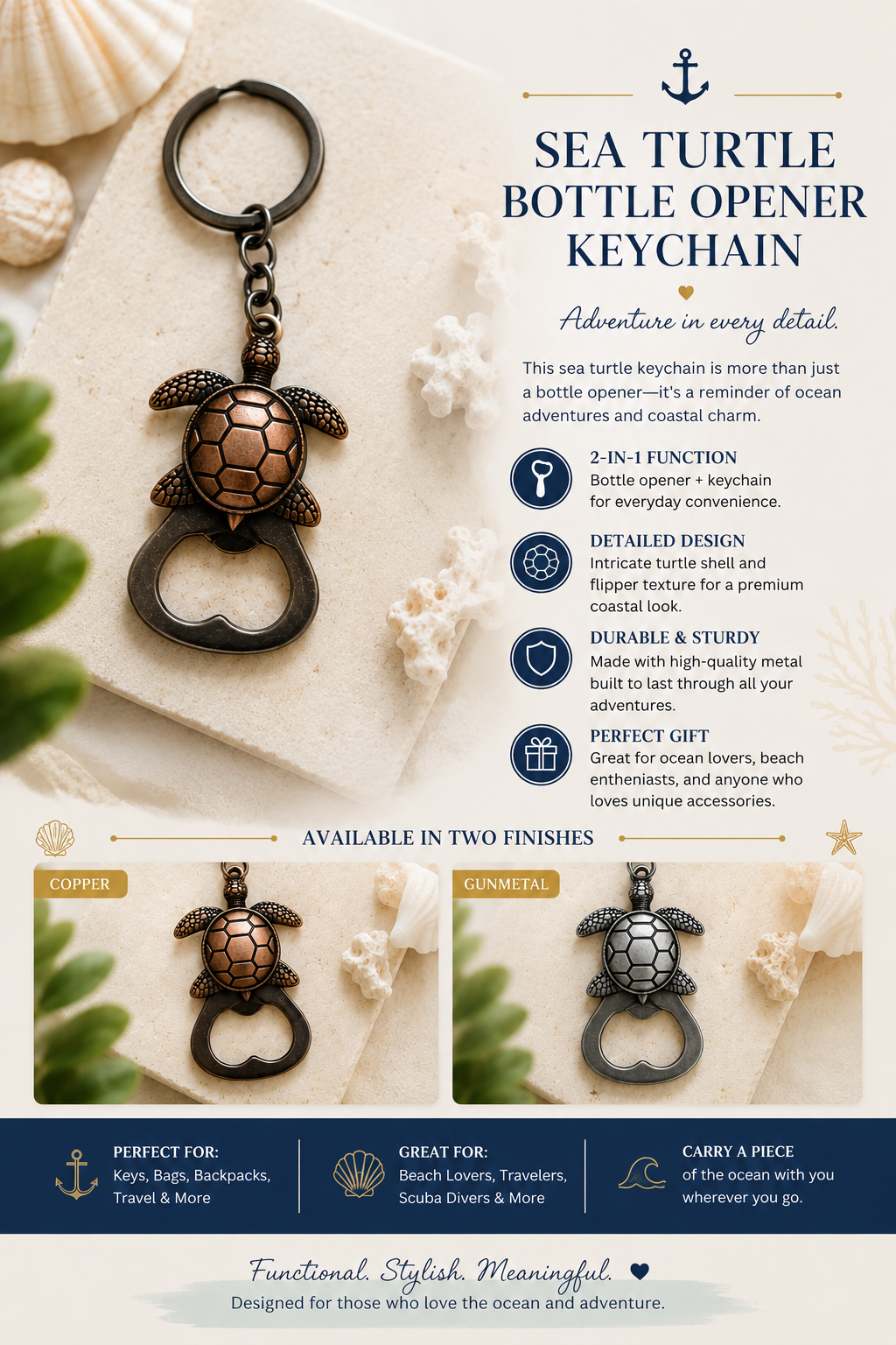 Sea Turtle Bottle Opener Keychain