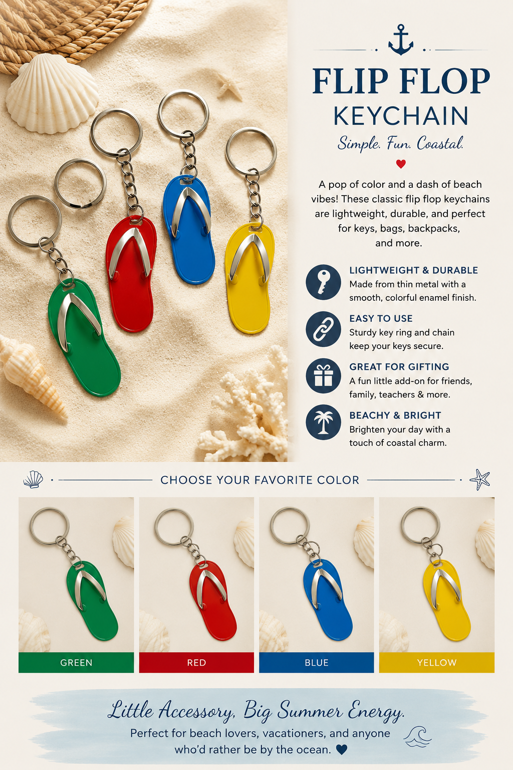 Flip Flop Keychain — Assorted Colors